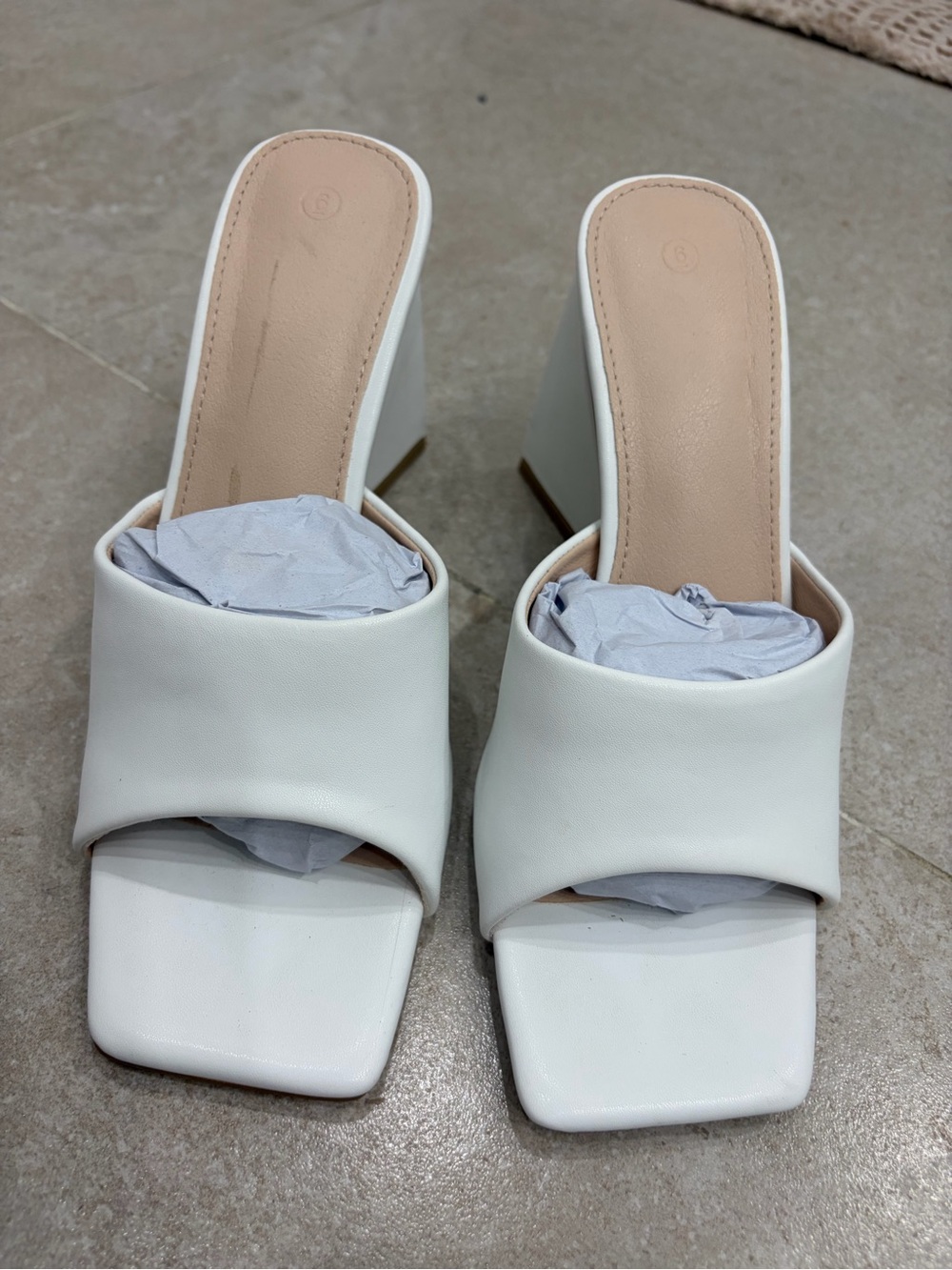 Women's Heeled Sandals Square Open Toe Slip on Block Heels Mules